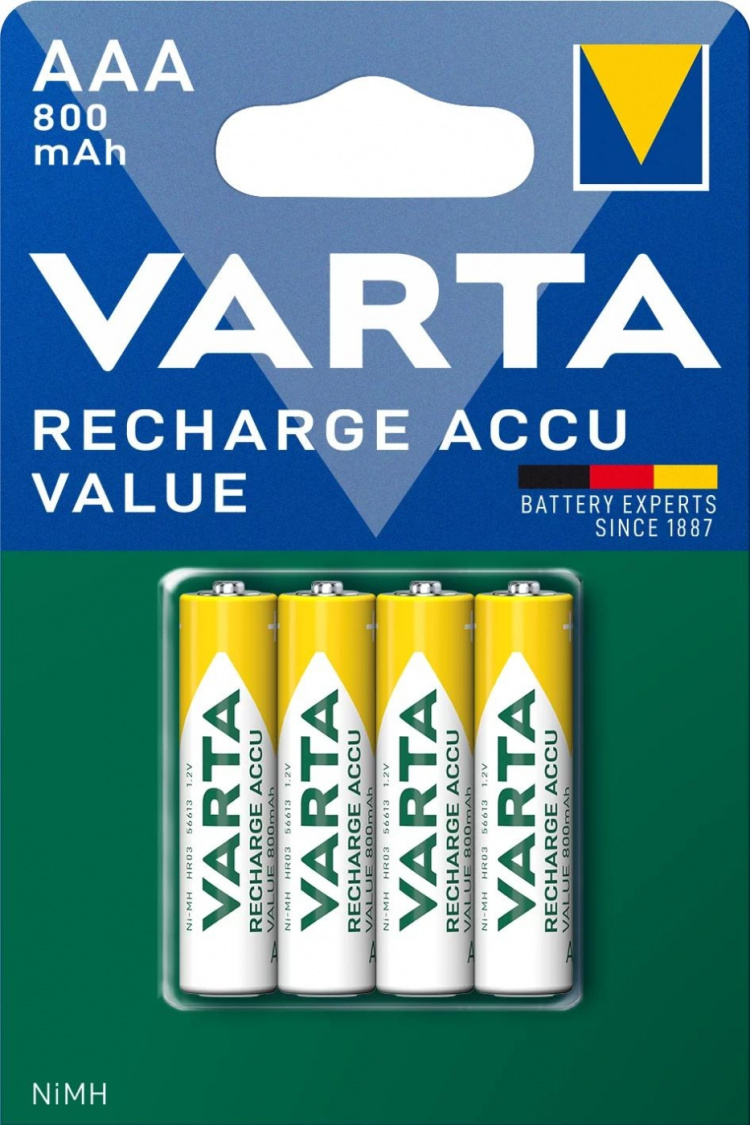 Varta Recharge Charge Accu Value AAA 800mAh 4 Pack
