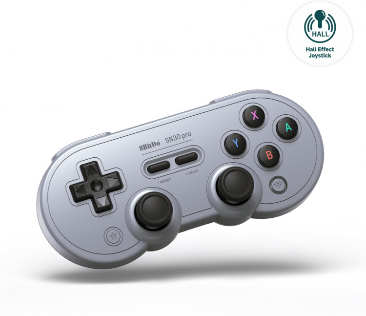 8Bitdo SN30 Pro - Hall Edition -langaton peliohjain, harmaa, Switch / PC / Android