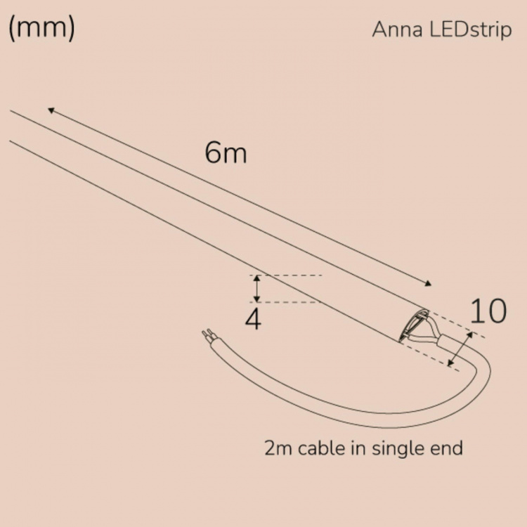 Llitt Anna Ledstrip COB-LED Milky utan trafo IP65 6m 3000K