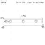 Llitt Emma 870 Köksbänksbelysning 2xspot + uttag 3000K 650lm 870cm