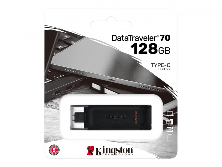 Kingston DataTraveler 70 128GB USB-C 3.2 Gen 1 Svart