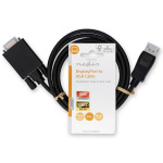Nedis VGA-johto | DisplayPort uros | VGA Uros | Niklattu | Maksimi kuvantarkkuus: 1080p | 2.00 m | Pyöreä | PVC | Musta | Label