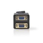 Nedis VGA-johto | VGA Uros | 2x VGA Naaras | Kullattu | Maksimi kuvantarkkuus: 1280x768 | 0.20 m | Pyöreä | ABS | Musta | Kirjekuori