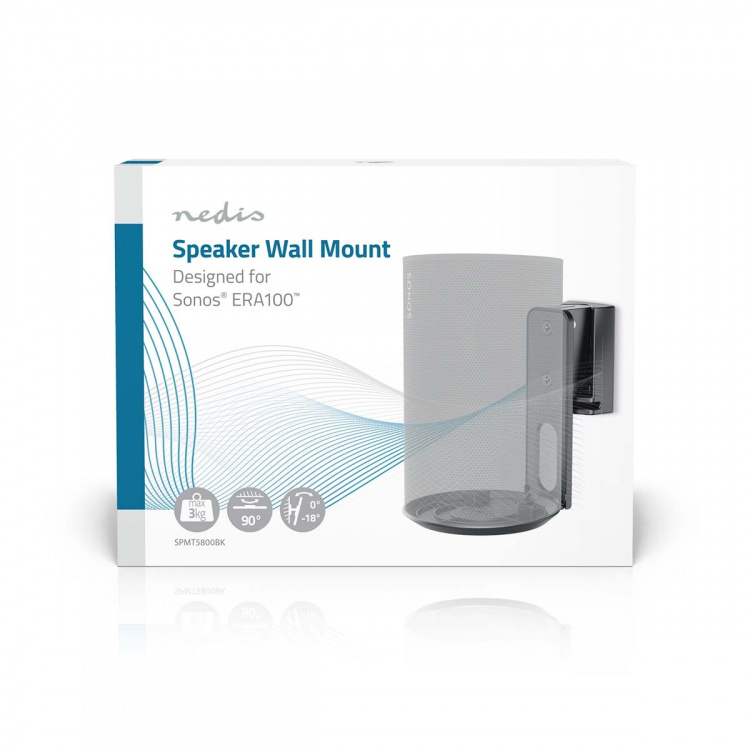 Nedis Kaiutinteline | Sopii käytettäväksi: Sonos® Era100 | Seinä | 3 kg | Kallistuva / Nivel | Kallistettava | Käänneltävä | ABS-Muovi / Metalli | Musta