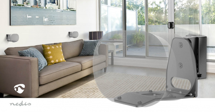 Nedis Kaiutinteline | Sopii käytettäväksi: Sonos® Era300 | Seinä | 5 kg | Kallistuva / Nivel | Kallistettava | Käänneltävä | ABS-Muovi / Metalli | Musta