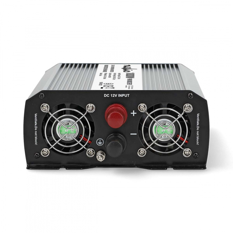 Nedis Invertteri Muunnettu Siniaalto | Tulojännite: 12 V DC | Laitteen lähtövirran liittimet: Type F (CEE 7/3) / USB-A | 230 V AC 50 Hz | 1000 W | Lähtöliitännän huipputeho: 2000 W | Ruuviliitin | Hopea