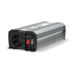 Nedis Invertteri Muunnettu Siniaalto | Tulojännite: 12 V DC | Laitteen lähtövirran liittimet: Type F (CEE 7/3) / USB-A | 230 V AC 50 Hz | 600 W | Lähtöliitännän huipputeho: 1200 W | Paristokiinnikkeet + Tupakansytytin | Hopea