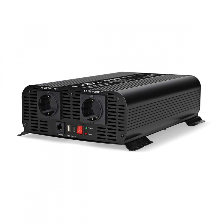 Nedis Invertteri Puhdas Siniaalto | Tulojännite: 24 V DC | Laitteen lähtövirran liittimet: Type F (CEE 7/3) / USB-A / 1x USB-C™ | 230 V AC 50 Hz | 2000 W | Lähtöliitännän huipputeho: 4000 W | Ruuviliitin | Puhdas siniaalto | Sulake | Musta Nedis Invertteri Puhdas Siniaalto | Tulojännite: 24 V DC | Laitteen lähtövirran liittimet: Type F (CEE 7/3) / USB-A / 1x USB-C™ | 230 V AC 50 Hz | 2000 W | Lähtöliitännän huipputeho: 4000 W | Ruuviliitin | Puhdas siniaalto | Sulake | Musta