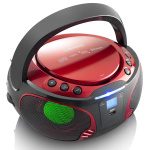 Lenco Kannettava FM-radio CD / MP3 / USB / Bluetooth-soitin® LED-valaistuksella Punainen Lenco Kannettava FM-radio CD / MP3 / USB / Bluetooth-soitin® LED-valaistuksella Punainen
