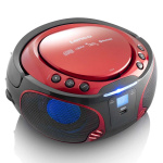 Lenco Kannettava FM-radio CD / MP3 / USB / Bluetooth-soitin® LED-valaistuksella Punainen Lenco Kannettava FM-radio CD / MP3 / USB / Bluetooth-soitin® LED-valaistuksella Punainen