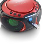 Lenco Kannettava FM-radio CD / MP3 / USB / Bluetooth-soitin® LED-valaistuksella Punainen Lenco Kannettava FM-radio CD / MP3 / USB / Bluetooth-soitin® LED-valaistuksella Punainen
