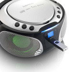 Lenco Kannettava FM-radio CD / MP3 / USB / Bluetooth-soitin® LED-valaistuksella Hopea
