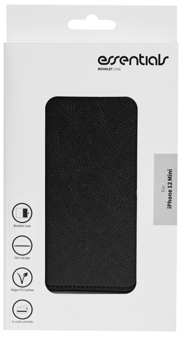 Essentials iPhone 12 mini PU wallet, 3 cards, Black