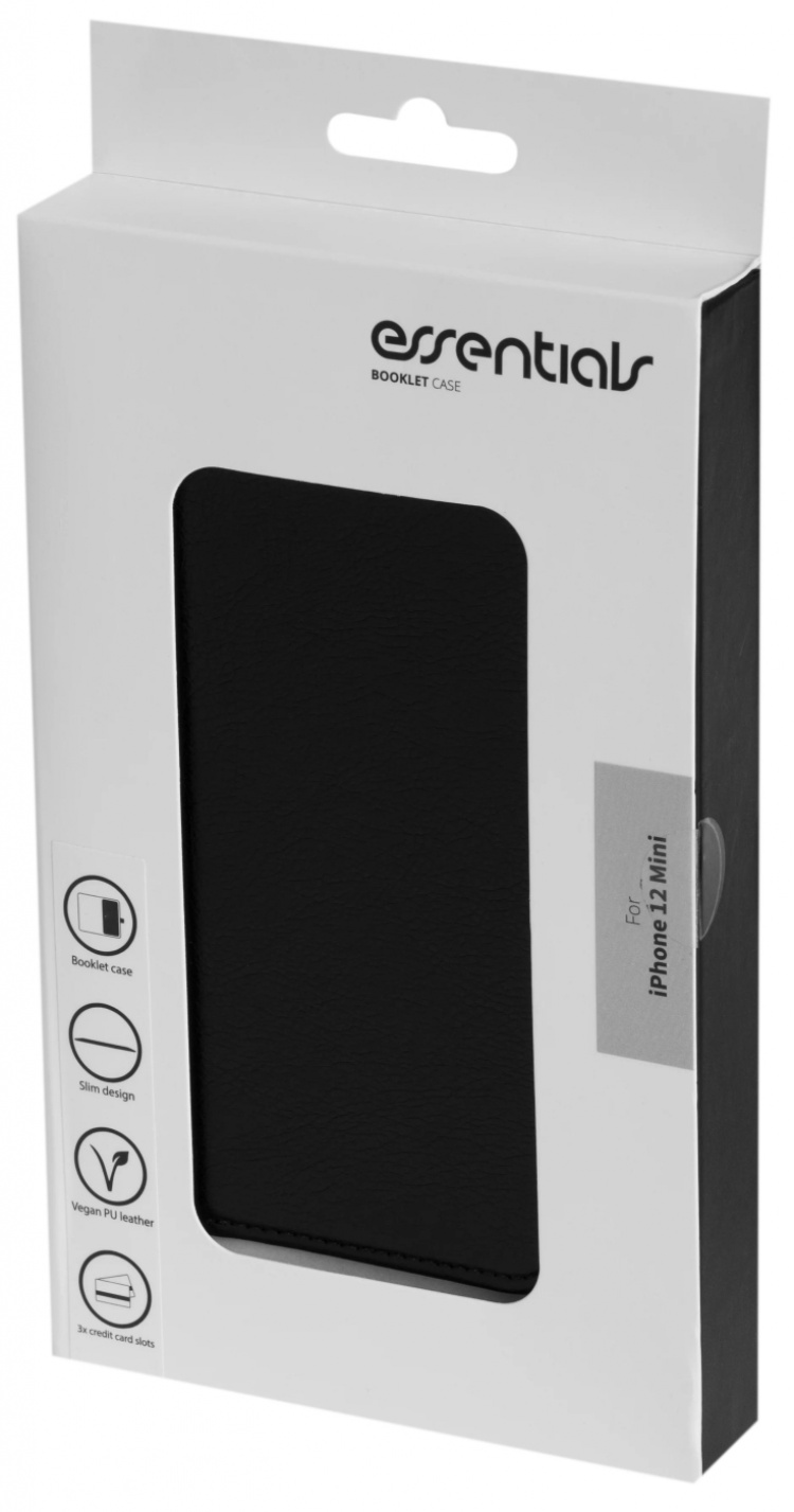 Essentials iPhone 12 mini PU wallet, 3 cards, Black