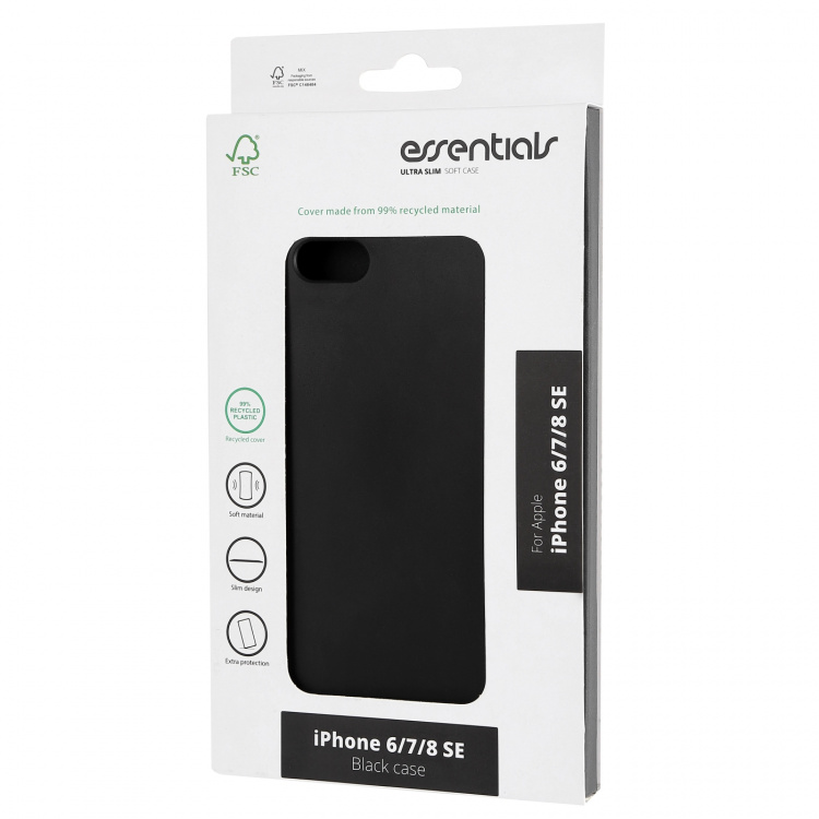 Essentials iPhone 6/7/8/SE (2020/2022) recycled TPU cover,blk