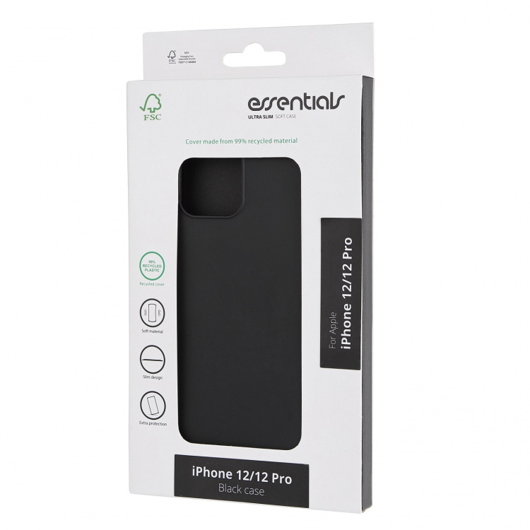 Essentials iPhone 12/12 Pro recycled TPU cover, black