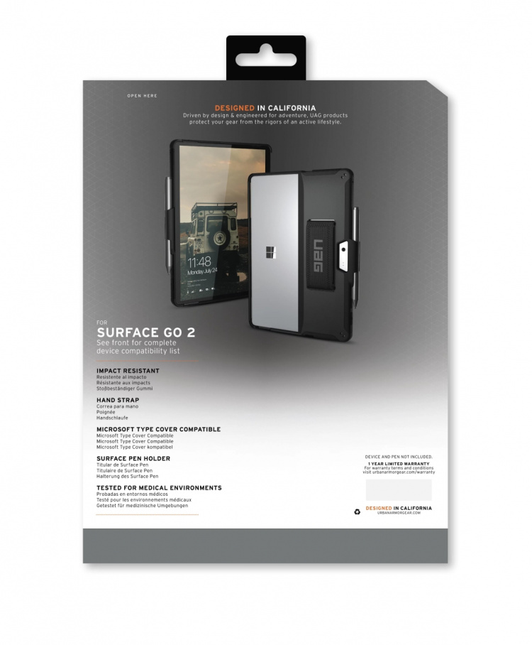 Urban Armor Gear Microsoft Surface Go 3/2/1 Scout w HS- Black BULK