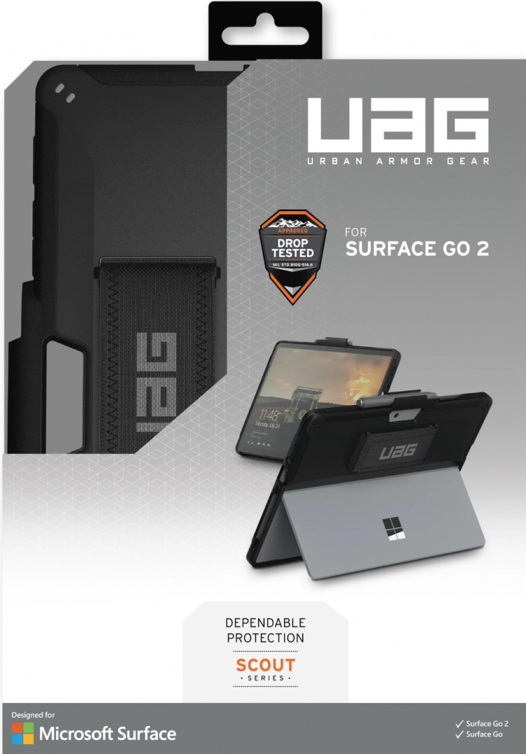 Urban Armor Gear Microsoft Surface Go 3/2/1 Scout w HS- Black BULK