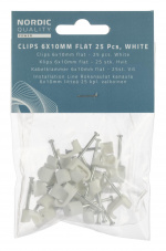 Nordic Quality Kabelklipps platt 6x10mm, Vit, 25 st