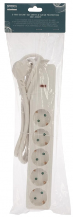 Nordic Quality 5-vägskontakt, överspänningsskydd (2x1,5mm²), 1,5m