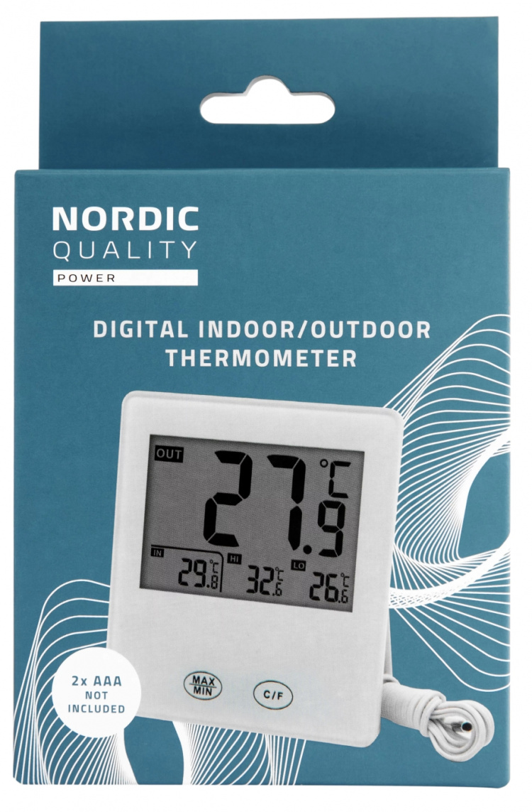 Nordic Quality Digital indoor-outdoor thermometer w wired sensor
