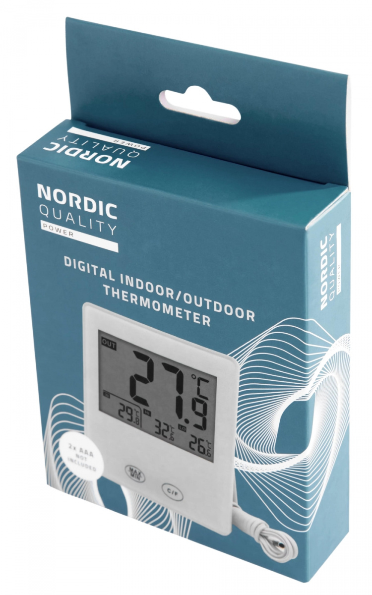 Nordic Quality Digital indoor-outdoor thermometer w wired sensor