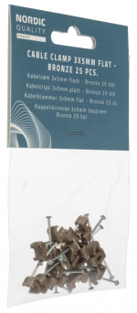 Nordic Quality Kabelklipps 3x5mm, Brons, 25 st
