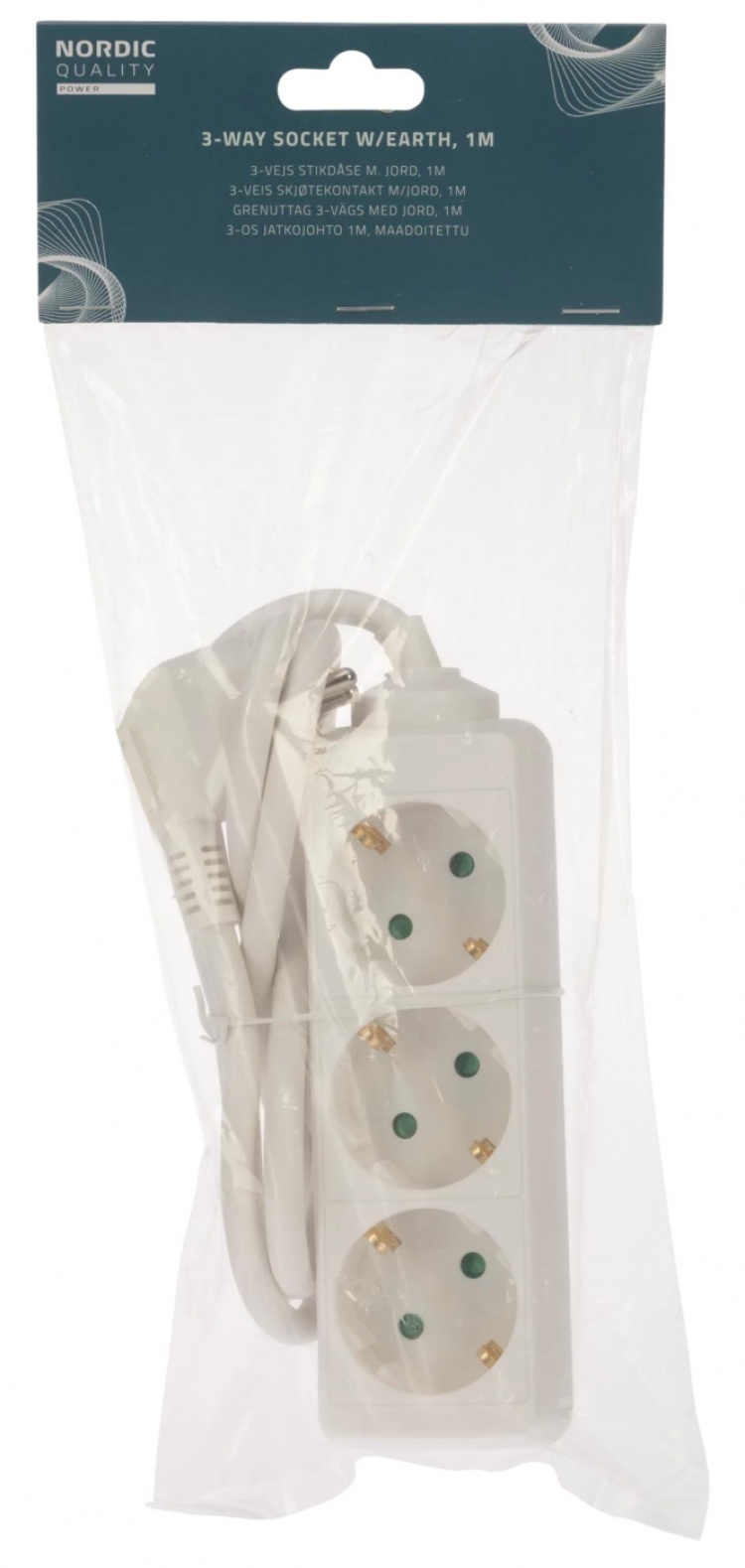Nordic Quality 3-vägs kontakt jordad, 1m