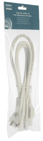 Nordic Quality C15 power cable, 2m, White