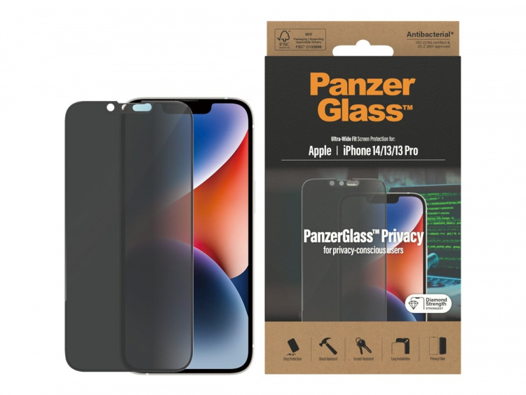 PanzerGlass Skærmbeskytter Sort Transparent Apple iPhone 13, 13 Pro, 14 PanzerGlass Skærmbeskytter Sort Transparent Apple iPhone 13, 13 Pro, 14