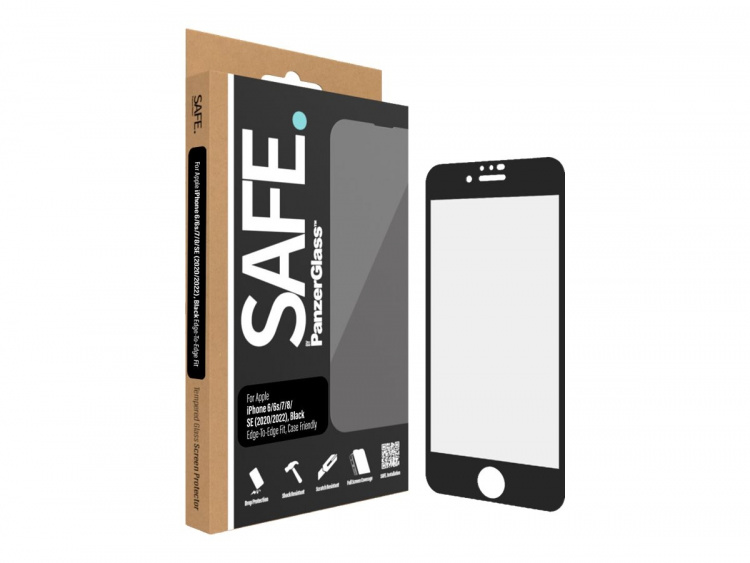 PanzerGlass SAFE. by PanzerGlass Näytönsuoja Musta Läpinäkyvä Apple iPhone 6, 6s, 7, 8 (4.7 tuumaa), SE (2. sukupolvi), SE (3. sukupolvi), SE (3. sukupolvi)