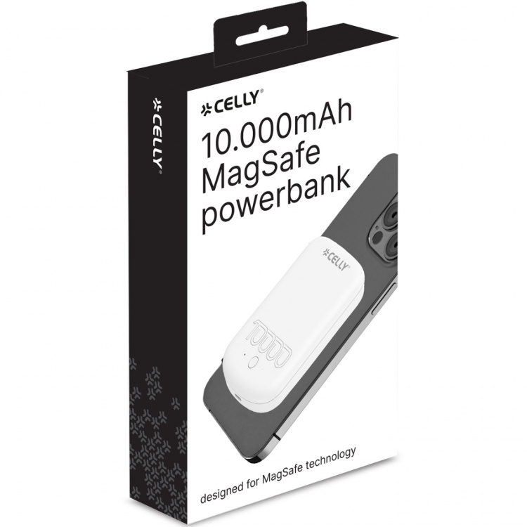 Celly MAGPB10000PRO PowerBank 10W MagSafe Trådlös laddning 10.000mAh Vit