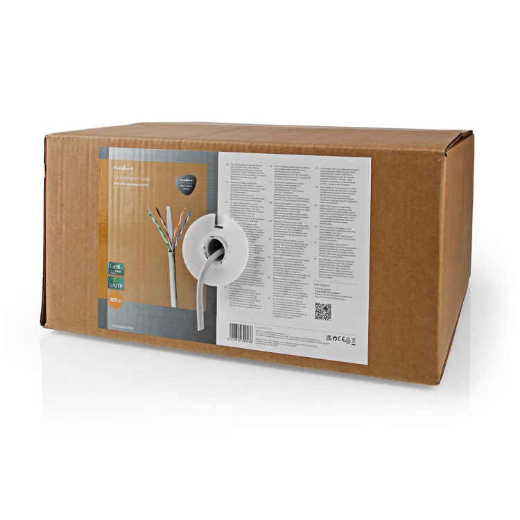 Nedis Verkkokaapeli | CAT6 | Kiinteä | U/UTP | CCA | 305.0 m | Sisäkäyttöön | Pyöreä | PVC | Harmaa | Vetolaatikko Nedis Verkkokaapeli | CAT6 | Kiinteä | U/UTP | CCA | 305.0 m | Sisäkäyttöön | Pyöreä | PVC | Harmaa | Vetolaatikko