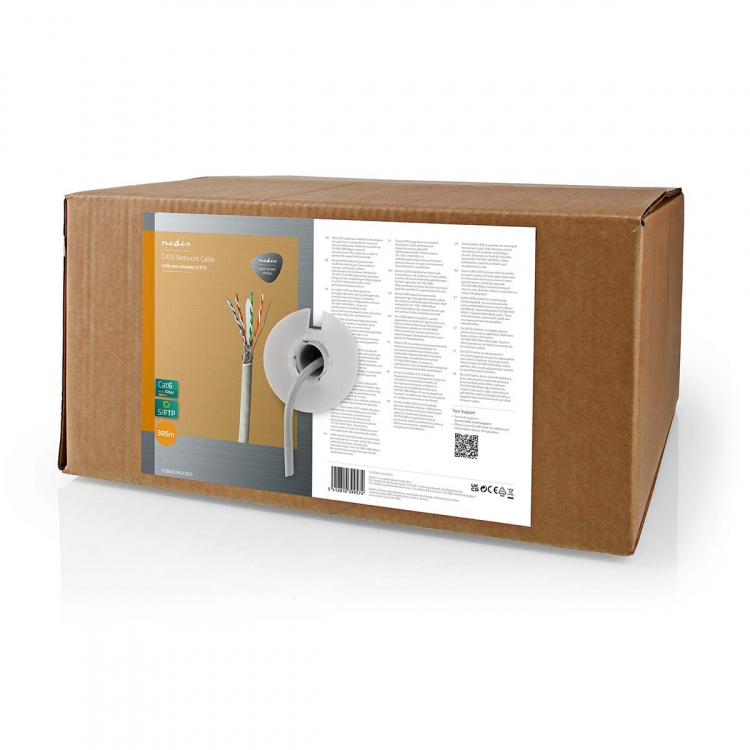 Nedis Verkkokaapeli | CAT6 | Säikeinen | S/FTP | CCA | 305.0 m | Sisäkäyttöön | Pyöreä | PVC | Harmaa | Vetolaatikko Nedis Verkkokaapeli | CAT6 | Säikeinen | S/FTP | CCA | 305.0 m | Sisäkäyttöön | Pyöreä | PVC | Harmaa | Vetolaatikko