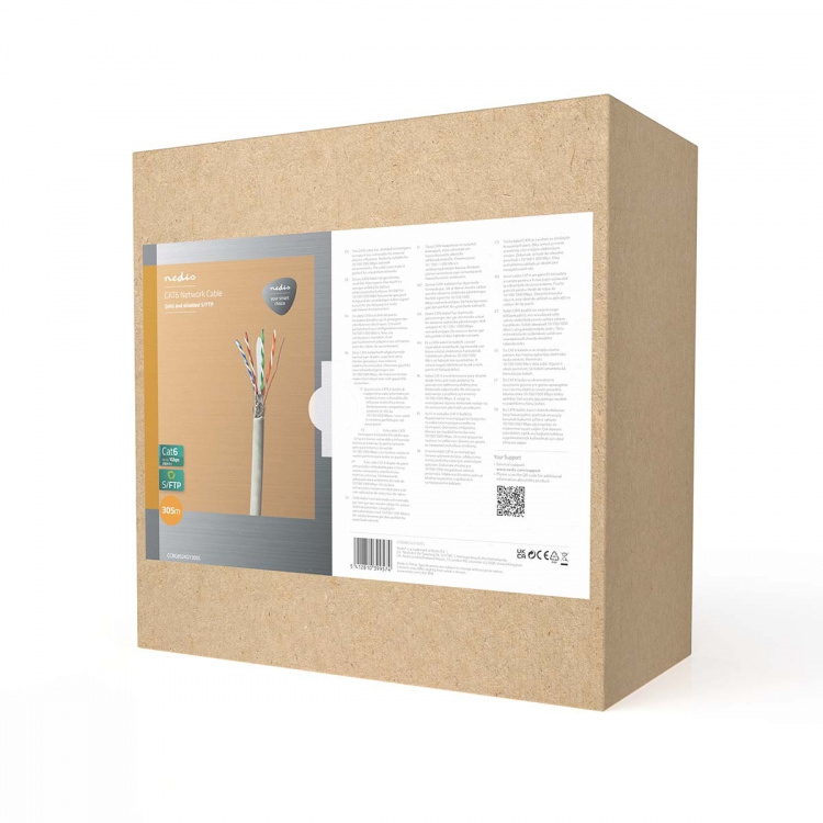 Nedis Verkkokaapeli | CAT6 | Kiinteä | S/FTP | CCA | 305.0 m | Sisäkäyttöön | Pyöreä | PVC | Harmaa | Vetolaatikko