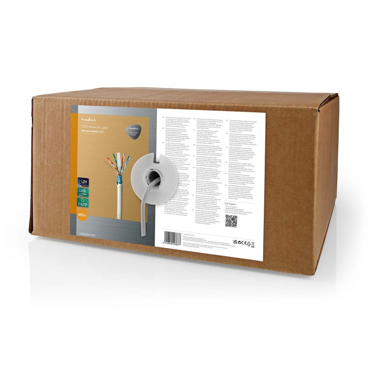 Nedis Verkkokaapeli | CAT6 | Kiinteä | F/UTP | Puhdas kupari | 305.0 m | Sisäkäyttöön | Pyöreä | LSZH | Harmaa | Vetolaatikko Nedis Verkkokaapeli | CAT6 | Kiinteä | F/UTP | Puhdas kupari | 305.0 m | Sisäkäyttöön | Pyöreä | LSZH | Harmaa | Vetolaatikko