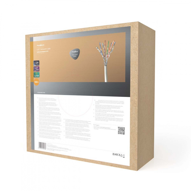 Nedis Verkkokaapeli | CAT7 | Kiinteä | S/FTP | Kupari | 100.0 m | Sisäkäyttöön | Pyöreä | LSZH | Harmaa | Pakkaus