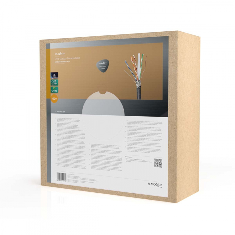 Nedis Verkkokaapeli | CAT6 | Kiinteä | S/FTP | Kupari | 100.0 m | Ulkokäyttöön | Pyöreä | PE | Musta | Vetolaatikko Nedis Verkkokaapeli | CAT6 | Kiinteä | S/FTP | Kupari | 100.0 m | Ulkokäyttöön | Pyöreä | PE | Musta | Vetolaatikko