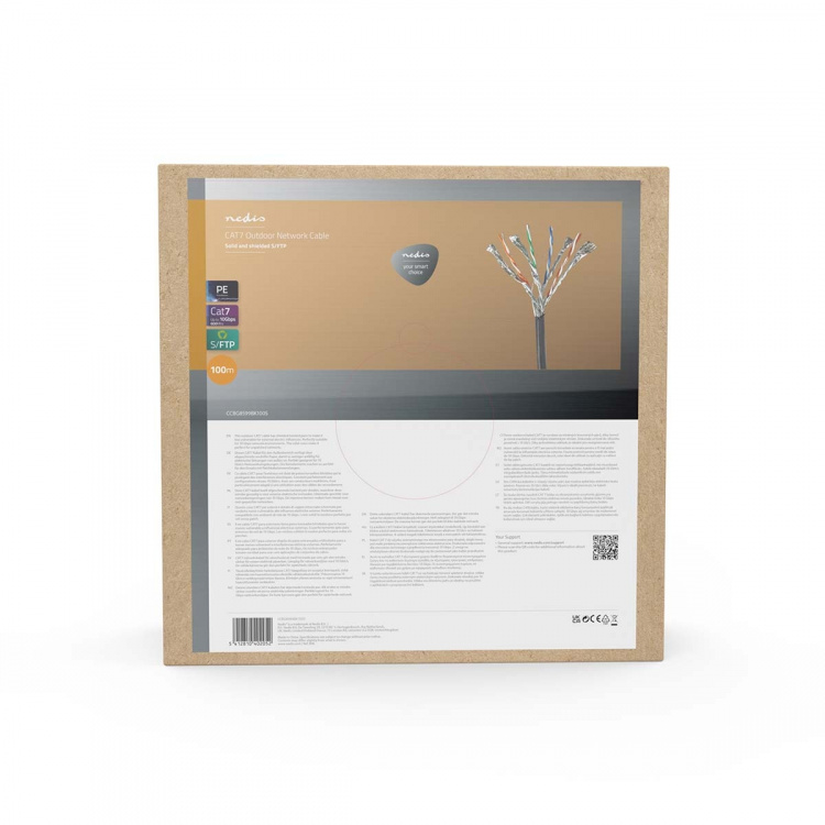 Nedis Verkkokaapeli | CAT7 | Kiinteä | S/FTP | Kupari | 100.0 m | Ulkokäyttöön | Pyöreä | PE | Musta | Vetolaatikko Nedis Verkkokaapeli | CAT7 | Kiinteä | S/FTP | Kupari | 100.0 m | Ulkokäyttöön | Pyöreä | PE | Musta | Vetolaatikko