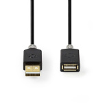 Nedis USB kaapeli | USB 2.0 | USB-A Uros | USB-A Naaras | 480 Mbps | Kullattu | 3.00 m | Pyöreä | PVC | Antrasiitti | Laatikko Nedis USB kaapeli | USB 2.0 | USB-A Uros | USB-A Naaras | 480 Mbps | Kullattu | 3.00 m | Pyöreä | PVC | Antrasiitti | Laatikko