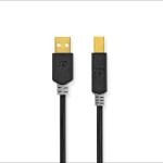 Nedis USB kaapeli | USB 2.0 | USB-A Uros | USB-B Uros | 480 Mbps | Kullattu | 1.00 m | Pyöreä | PVC | Antrasiitti | Laatikko