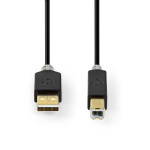 Nedis USB kaapeli | USB 2.0 | USB-A Uros | USB-B Uros | 480 Mbps | Kullattu | 1.00 m | Pyöreä | PVC | Antrasiitti | Laatikko