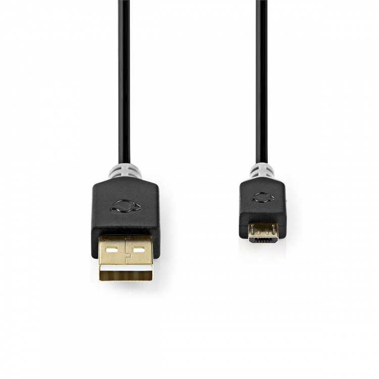 Nedis USB kaapeli | USB 2.0 | USB-A Uros | USB Micro-B Uros | 480 Mbps | Kullattu | 2.00 m | Pyöreä | PVC | Antrasiitti | Laatikko Nedis USB kaapeli | USB 2.0 | USB-A Uros | USB Micro-B Uros | 480 Mbps | Kullattu | 2.00 m | Pyöreä | PVC | Antrasiitti | Laatikko