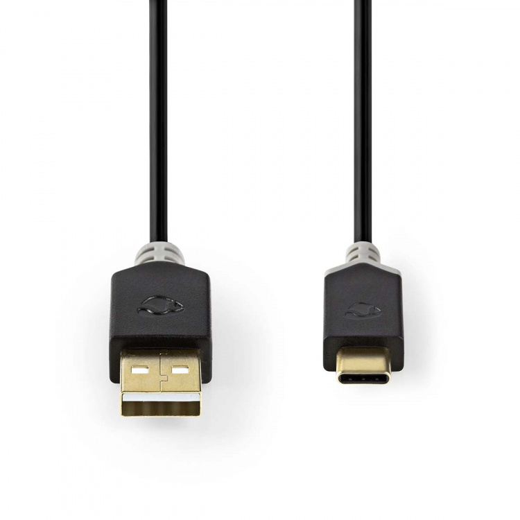 Nedis USB kaapeli | USB 2.0 | USB-A Uros | USB-C™ Uros | 60 W | 480 Mbps | Kullattu | 2.00 m | Pyöreä | PVC | Antrasiitti | Laatikko