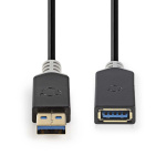 Nedis USB kaapeli | USB 3.2 Gen 1 | USB-A Uros | USB-A Naaras | 5 Gbps | Kullattu | 2.00 m | Pyöreä | PVC | Antrasiitti | Laatikko Nedis USB kaapeli | USB 3.2 Gen 1 | USB-A Uros | USB-A Naaras | 5 Gbps | Kullattu | 2.00 m | Pyöreä | PVC | Antrasiitti | Laatikko