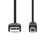 Nedis USB kaapeli | USB 2.0 | USB-A Uros | USB-B Uros | 480 Mbps | Niklattu | 1.00 m | Pyöreä | PVC | Musta | Laatikko