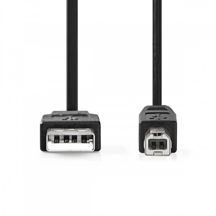 Nedis USB kaapeli | USB 2.0 | USB-A Uros | USB-B Uros | 480 Mbps | Niklattu | 1.00 m | Pyöreä | PVC | Musta | Laatikko