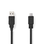 Nedis USB kaapeli | USB 2.0 | USB-A Uros | USB Micro-B Uros | 480 Mbps | Niklattu | 2.00 m | Pyöreä | PVC | Musta | Laatikko Nedis USB kaapeli | USB 2.0 | USB-A Uros | USB Micro-B Uros | 480 Mbps | Niklattu | 2.00 m | Pyöreä | PVC | Musta | Laatikko