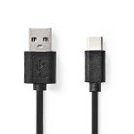 Nedis USB kaapeli | USB 2.0 | USB-A Uros | USB-C™ Uros | 15 W | 480 Mbps | Niklattu | 0.10 m | Pyöreä | PVC | Musta | Blister