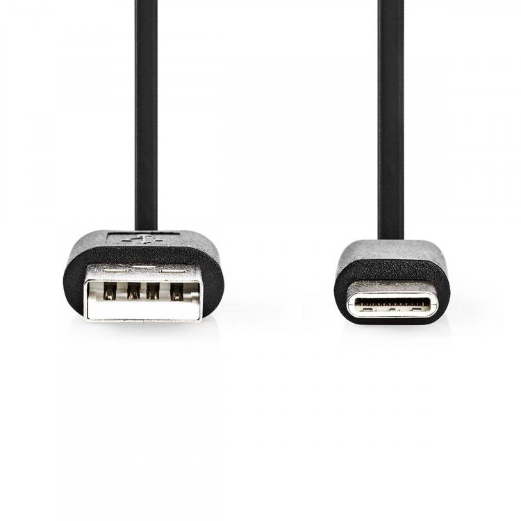 Nedis USB kaapeli | USB 2.0 | USB-A Uros | USB-C™ Uros | 15 W | 480 Mbps | Niklattu | 0.10 m | Pyöreä | PVC | Musta | Blister